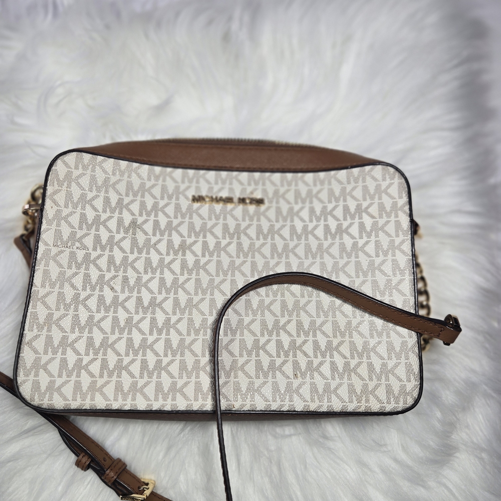 Michael Kors Beige and Brown Crossbody Bag
